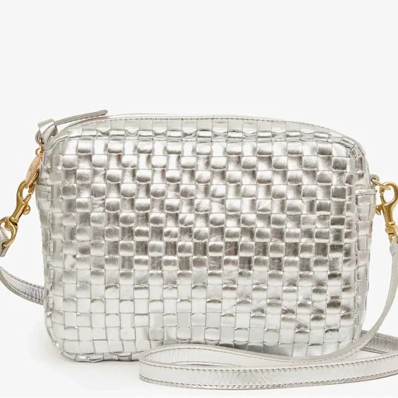 NWT Clare V. Metallic Silver woven Crossbody Bag - Picture 3 of 5